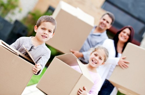 Office relocation preparation in Stockwell with desks and boxes