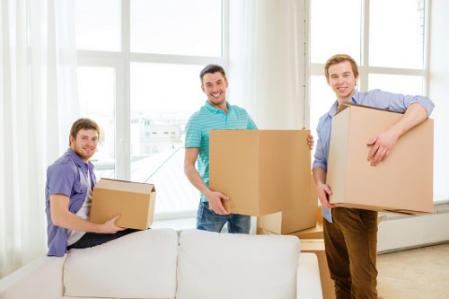 Office removal service preparing equipment for a business move in Stockwell